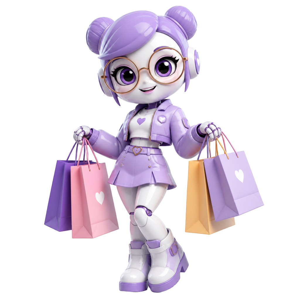 Spy girl mascot with shopping bags for the women's edit