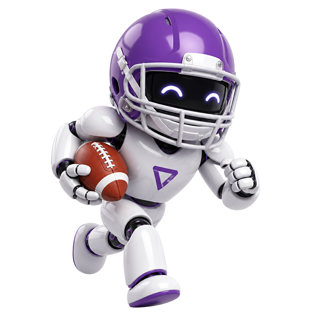 Spy the spycart mascot running with a football